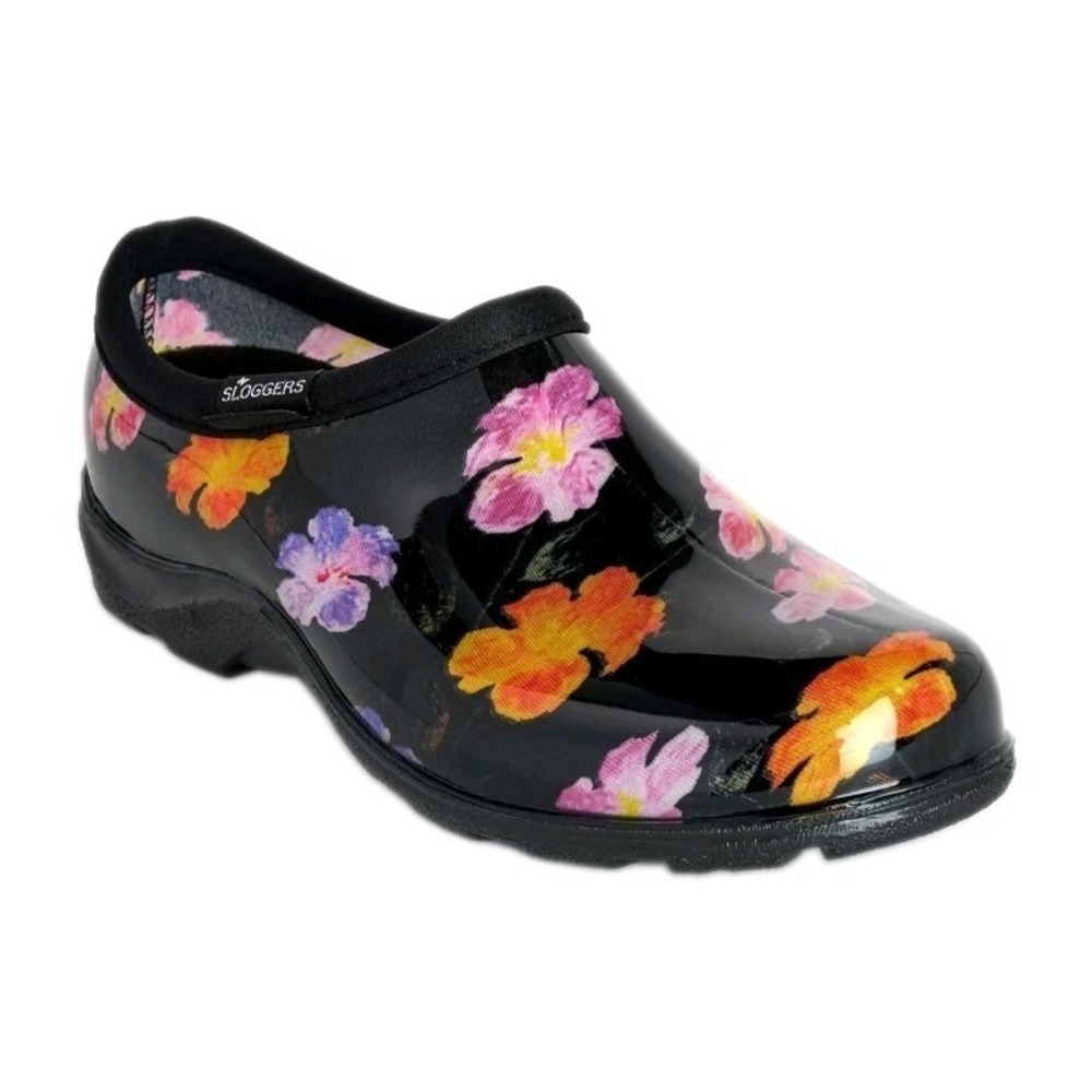 NEW! Sloggers Wms Waterproof Bold Floral Garden Shoes Multi Pansy Sz 7 Made USA